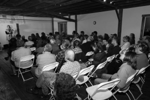 Cindy Sheehan speaks to a crowd at the 28th annual NE Gathering of WTRs